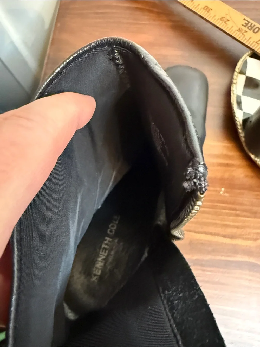 Kenneth Cole Gore Tex Leather Ankle Boots Black Block Heel Waterproof 9.5